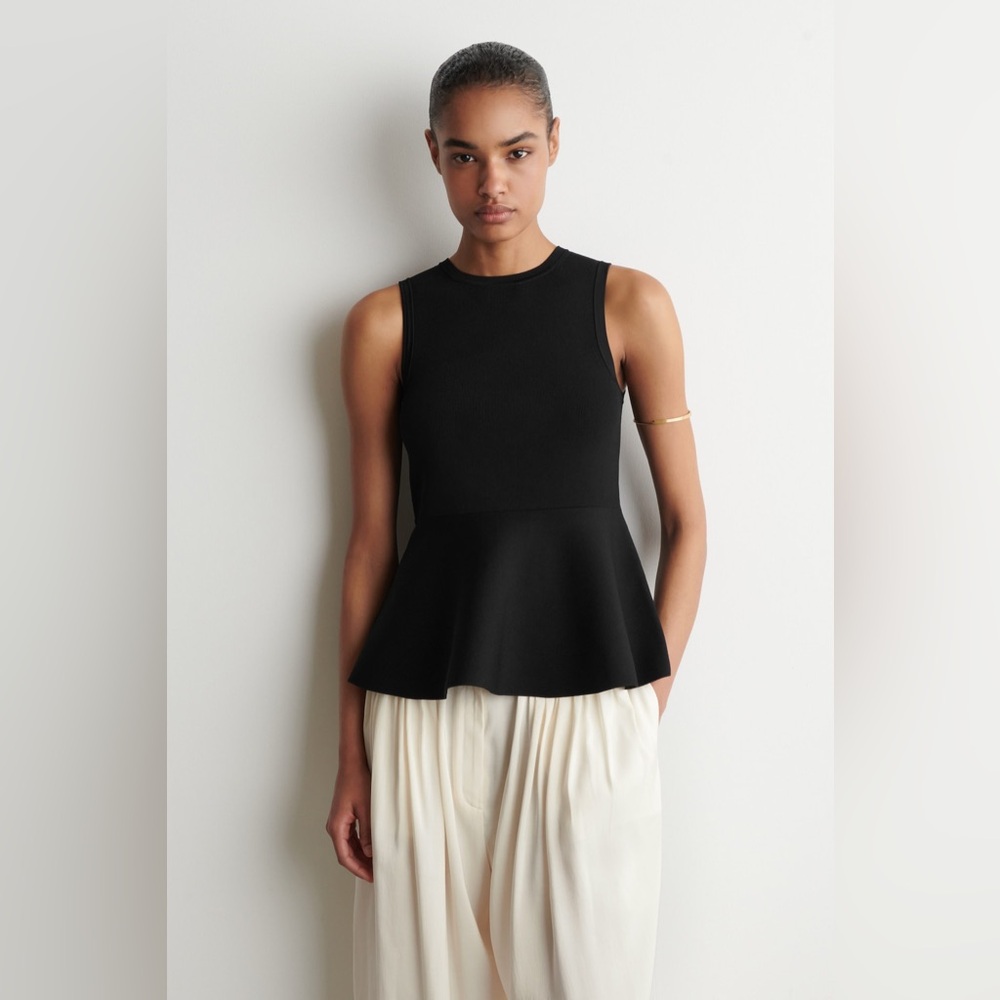 NWT COS Knitted Peplum Top in Black